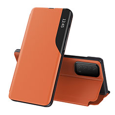 Funda de Cuero Cartera con Soporte Carcasa L07 para Huawei Y7a Naranja