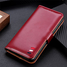 Funda de Cuero Cartera con Soporte Carcasa L07 para Huawei Y8p Rojo