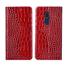 Funda de Cuero Cartera con Soporte Carcasa L07 para Nokia C3 Rojo