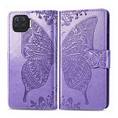 Funda de Cuero Cartera con Soporte Carcasa L07 para Oppo Reno4 Lite Purpura Claro