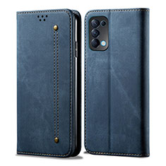 Funda de Cuero Cartera con Soporte Carcasa L07 para Oppo Reno5 5G Azul