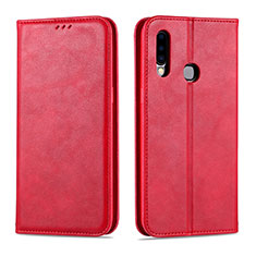 Funda de Cuero Cartera con Soporte Carcasa L07 para Samsung Galaxy A20s Rojo