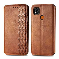 Funda de Cuero Cartera con Soporte Carcasa L07 para Xiaomi POCO C3 Marron