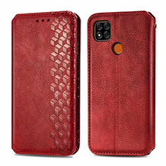 Funda de Cuero Cartera con Soporte Carcasa L07 para Xiaomi POCO C3 Rojo