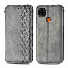 Funda de Cuero Cartera con Soporte Carcasa L07 para Xiaomi Redmi 9 Activ Gris