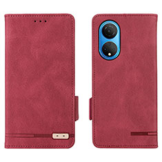 Funda de Cuero Cartera con Soporte Carcasa L07Z para Huawei Honor X7 Rojo