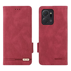 Funda de Cuero Cartera con Soporte Carcasa L07Z para Huawei Honor X7a Rojo