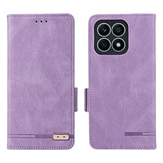 Funda de Cuero Cartera con Soporte Carcasa L07Z para Huawei Honor X8a 4G Morado