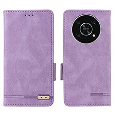 Funda de Cuero Cartera con Soporte Carcasa L07Z para Huawei Honor X9 5G Morado