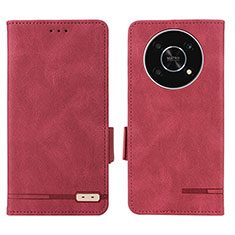 Funda de Cuero Cartera con Soporte Carcasa L07Z para Huawei Honor X9 5G Rojo