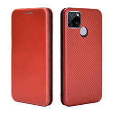 Funda de Cuero Cartera con Soporte Carcasa L07Z para Realme 7i RMX2193 Marron