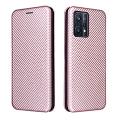 Funda de Cuero Cartera con Soporte Carcasa L07Z para Realme 9 4G Oro Rosa