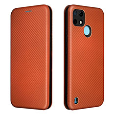 Funda de Cuero Cartera con Soporte Carcasa L07Z para Realme C21Y Marron