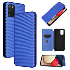 Funda de Cuero Cartera con Soporte Carcasa L07Z para Samsung Galaxy A02s Azul