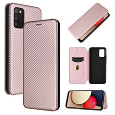 Funda de Cuero Cartera con Soporte Carcasa L07Z para Samsung Galaxy A03s Oro Rosa