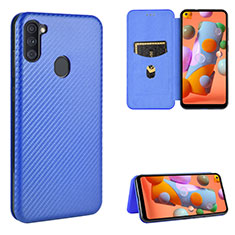 Funda de Cuero Cartera con Soporte Carcasa L07Z para Samsung Galaxy A11 Azul