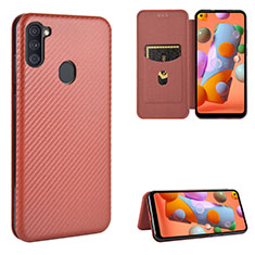 Funda de Cuero Cartera con Soporte Carcasa L07Z para Samsung Galaxy A11 Marron