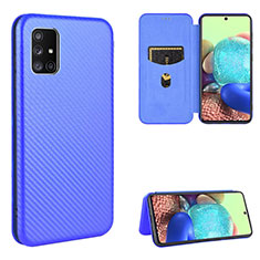 Funda de Cuero Cartera con Soporte Carcasa L07Z para Samsung Galaxy A71 4G A715 Azul