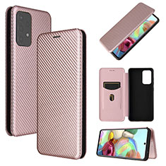 Funda de Cuero Cartera con Soporte Carcasa L07Z para Samsung Galaxy A72 4G Oro Rosa