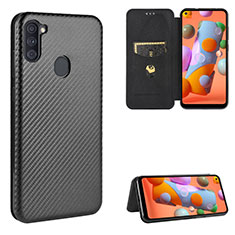 Funda de Cuero Cartera con Soporte Carcasa L07Z para Samsung Galaxy M11 Negro