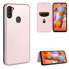 Funda de Cuero Cartera con Soporte Carcasa L07Z para Samsung Galaxy M11 Oro Rosa