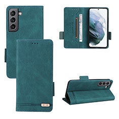 Funda de Cuero Cartera con Soporte Carcasa L07Z para Samsung Galaxy S21 FE 5G Verde