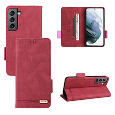 Funda de Cuero Cartera con Soporte Carcasa L07Z para Samsung Galaxy S21 Plus 5G Rojo