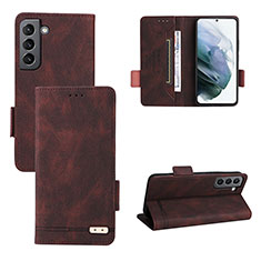 Funda de Cuero Cartera con Soporte Carcasa L07Z para Samsung Galaxy S22 Plus 5G Marron