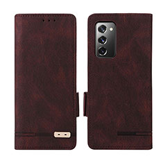 Funda de Cuero Cartera con Soporte Carcasa L07Z para Samsung Galaxy Z Fold2 5G Marron