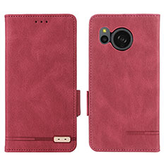 Funda de Cuero Cartera con Soporte Carcasa L07Z para Sharp Aquos Sense8 Rojo