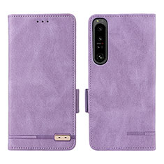 Funda de Cuero Cartera con Soporte Carcasa L07Z para Sony Xperia 1 IV Morado