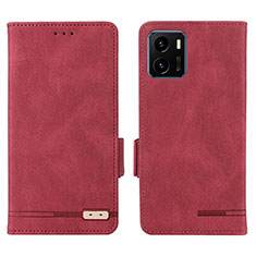 Funda de Cuero Cartera con Soporte Carcasa L07Z para Vivo iQOO U5x Rojo