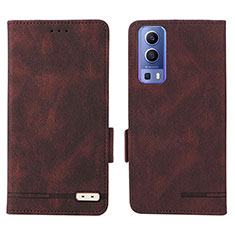 Funda de Cuero Cartera con Soporte Carcasa L07Z para Vivo iQOO Z3 5G Marron