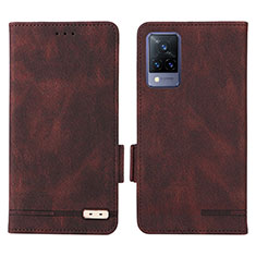 Funda de Cuero Cartera con Soporte Carcasa L07Z para Vivo V21 5G Marron