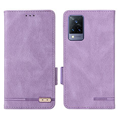 Funda de Cuero Cartera con Soporte Carcasa L07Z para Vivo V21 5G Morado