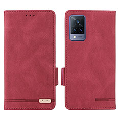 Funda de Cuero Cartera con Soporte Carcasa L07Z para Vivo V21 5G Rojo