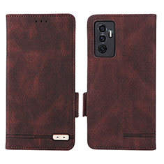 Funda de Cuero Cartera con Soporte Carcasa L07Z para Vivo V23e 5G Marron