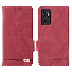 Funda de Cuero Cartera con Soporte Carcasa L07Z para Vivo V23e 5G Rojo