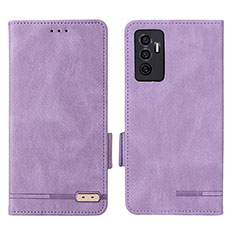 Funda de Cuero Cartera con Soporte Carcasa L07Z para Vivo V23e Morado