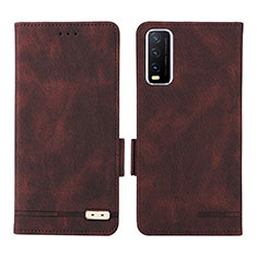 Funda de Cuero Cartera con Soporte Carcasa L07Z para Vivo Y12A Marron