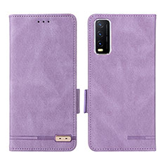 Funda de Cuero Cartera con Soporte Carcasa L07Z para Vivo Y12G Morado