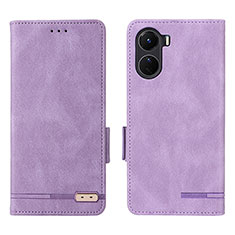 Funda de Cuero Cartera con Soporte Carcasa L07Z para Vivo Y16 Morado