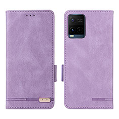 Funda de Cuero Cartera con Soporte Carcasa L07Z para Vivo Y21 Morado