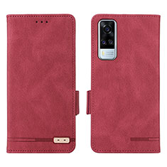 Funda de Cuero Cartera con Soporte Carcasa L07Z para Vivo Y31 (2021) Rojo