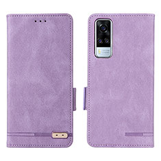 Funda de Cuero Cartera con Soporte Carcasa L07Z para Vivo Y51A Morado