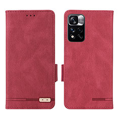 Funda de Cuero Cartera con Soporte Carcasa L07Z para Xiaomi Mi 11i 5G (2022) Rojo