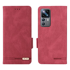 Funda de Cuero Cartera con Soporte Carcasa L07Z para Xiaomi Mi 12T Pro 5G Rojo