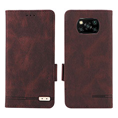 Funda de Cuero Cartera con Soporte Carcasa L07Z para Xiaomi Poco X3 Pro Marron