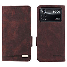 Funda de Cuero Cartera con Soporte Carcasa L07Z para Xiaomi Poco X4 Pro 5G Marron