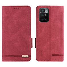 Funda de Cuero Cartera con Soporte Carcasa L07Z para Xiaomi Redmi 10 4G Rojo